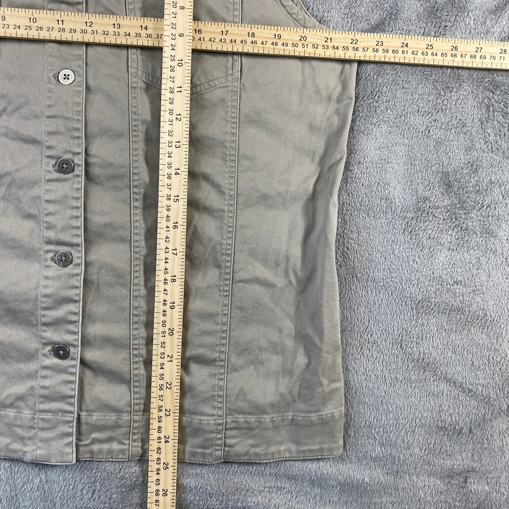 Chicos Design Vest Womens 3 Tan Button Cotton Stretch Utility Safari Layering - Picture 5 of 7